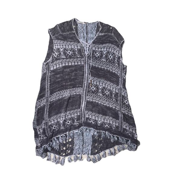 Free People sweater vest fair isle fringe intarsia Xsmall (O9) - Picture 1 of 4